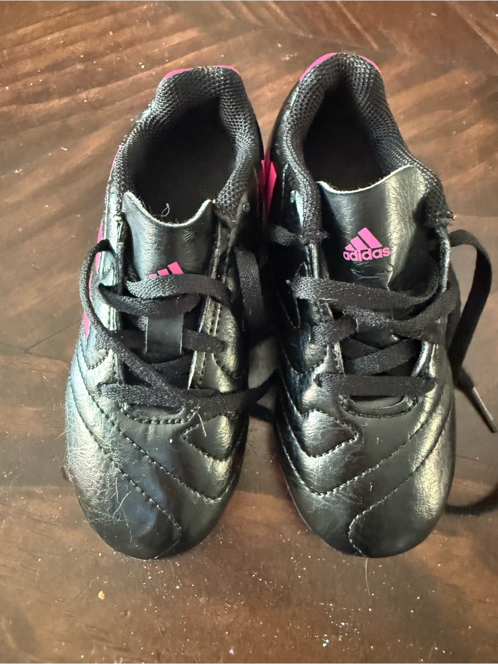 adidas Kids Black and Pink soccer cleats
